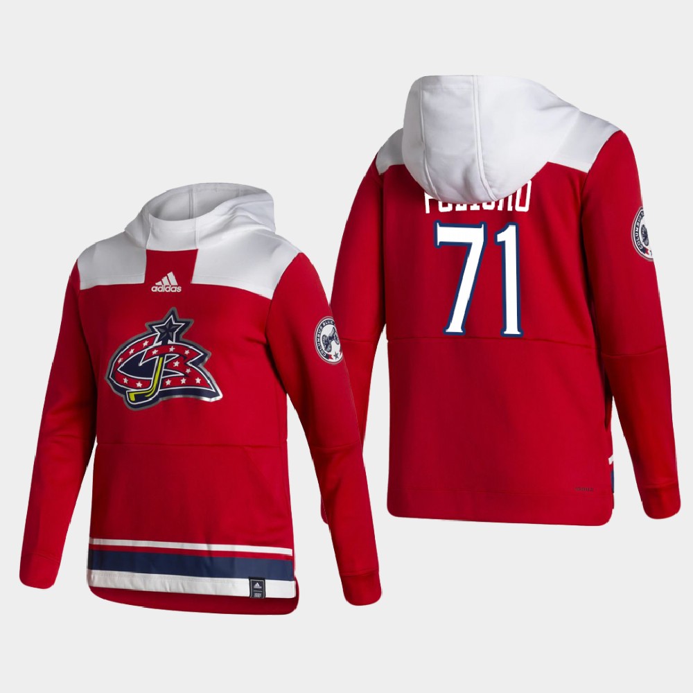 Men Columbus Blue Jackets #71 Foligno Red NHL 2021 Adidas Pullover Hoodie Jersey->washington capitals->NHL Jersey